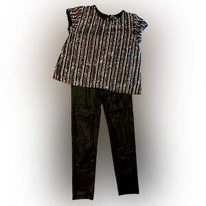 Sequin Top and Faux Leather Leggings Girls - NYE Outfit 🎉